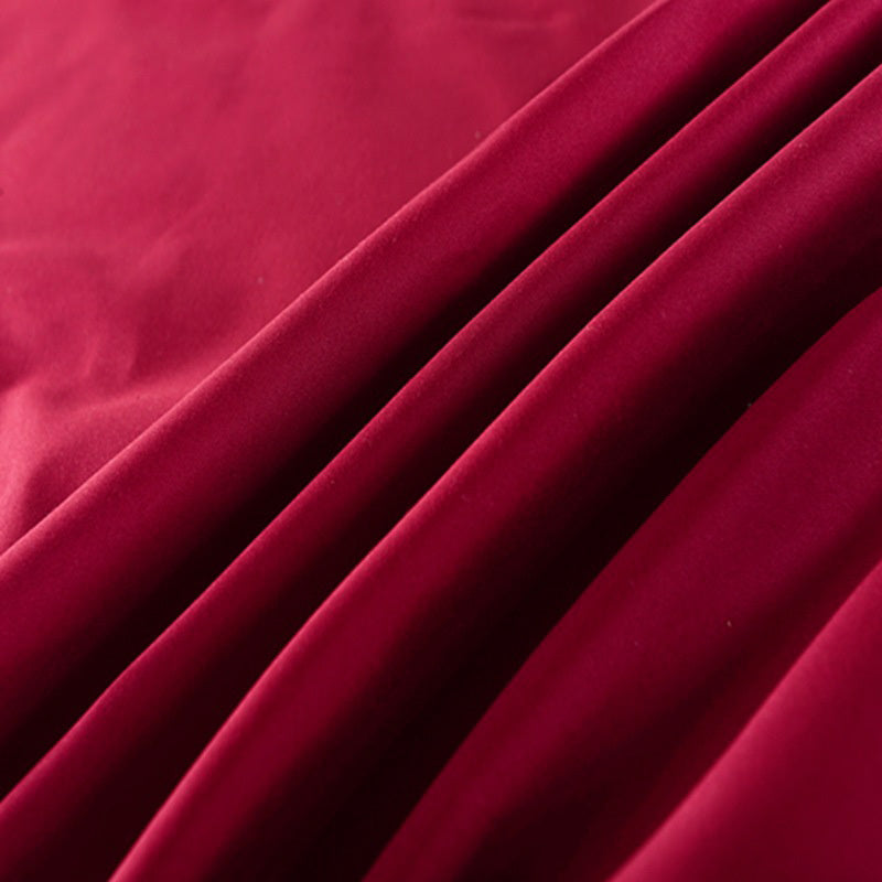 Luxe Home 3-Piece Bed Set Fitted Sheet and Pillowcases - Queen Size 150cm (Maroon) - Dshop.com.au