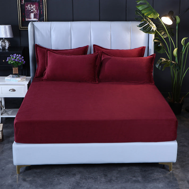 Luxe Home 3-Piece Bed Set Fitted Sheet and Pillowcases - Queen Size 150cm (Maroon) - Dshop.com.au