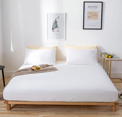 Luxe Home 3-Piece Bed Set Fitted Sheet and Pillowcases - Queen Size 180cm (White) - Dshop.com.au