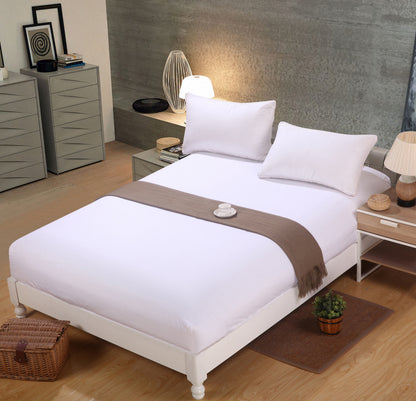 Luxe Home 3-Piece Bed Set Fitted Sheet and Pillowcases - King Size 180cm (White) - Dshop.com.au