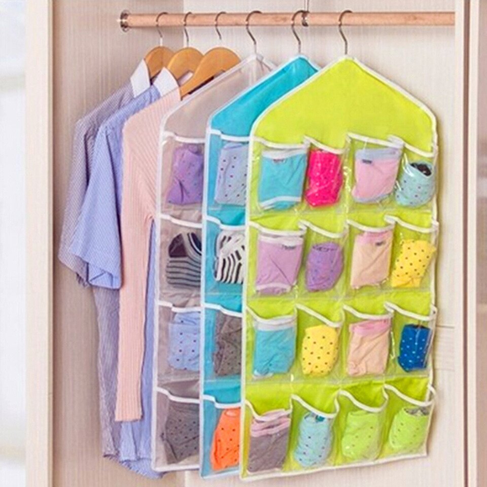 Wardrobe Storage Bag Socks Underwear Hanging Pockets Organiser - Dshop.com.au