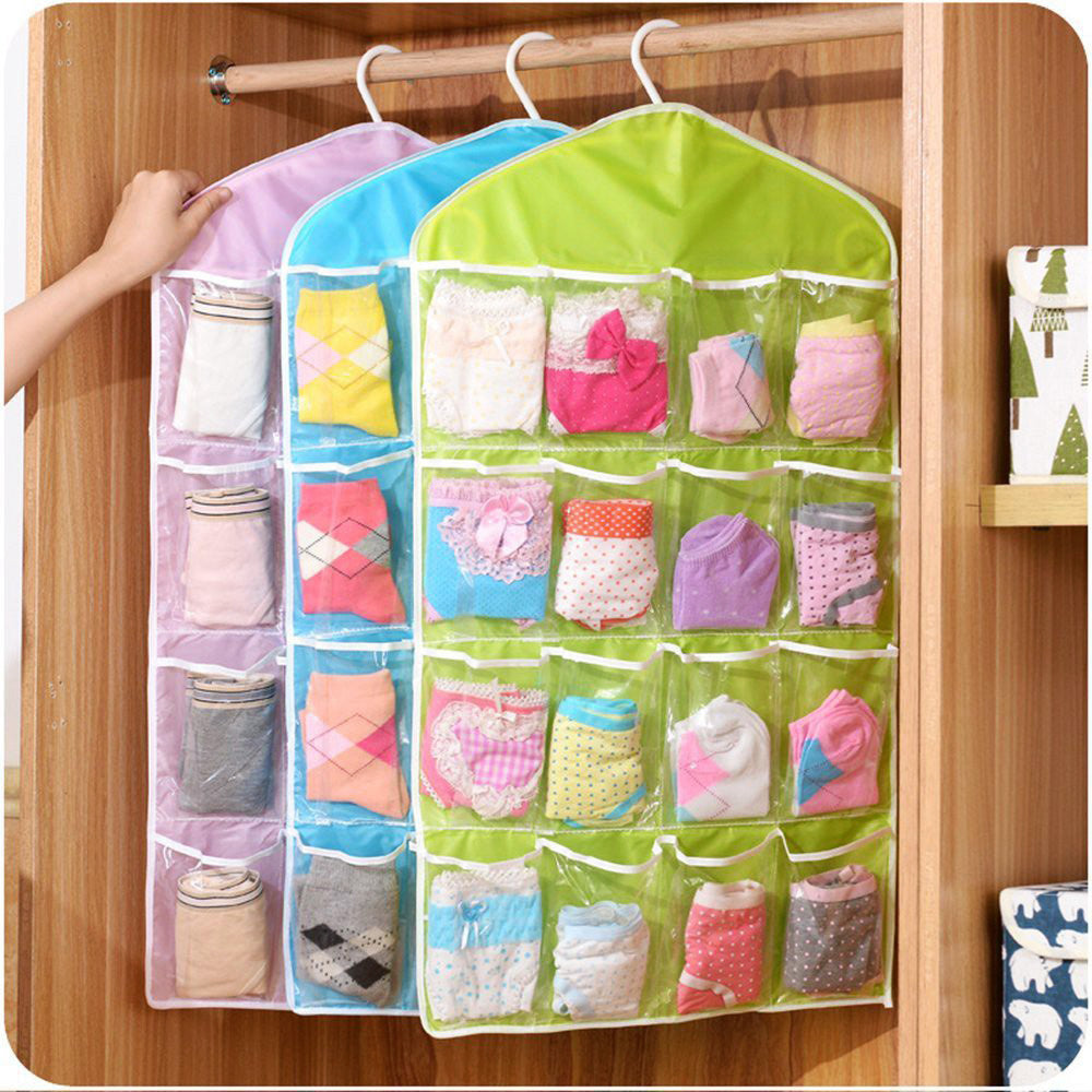 Wardrobe Storage Bag Socks Underwear Hanging Pockets Organiser - Dshop.com.au