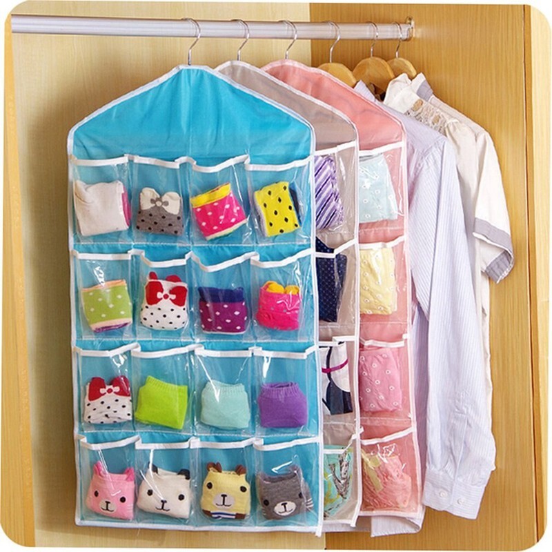 Wardrobe Storage Bag Socks Underwear Hanging Pockets Organiser - Dshop.com.au