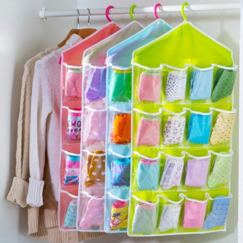 Wardrobe Storage Bag Socks Underwear Hanging Pockets Organiser - Dshop.com.au