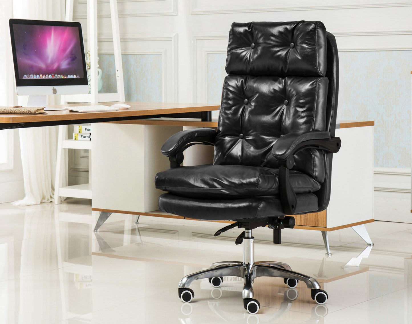 President Premium Plush Executive Reclining Office Chair (Black) - Dshop.com.au