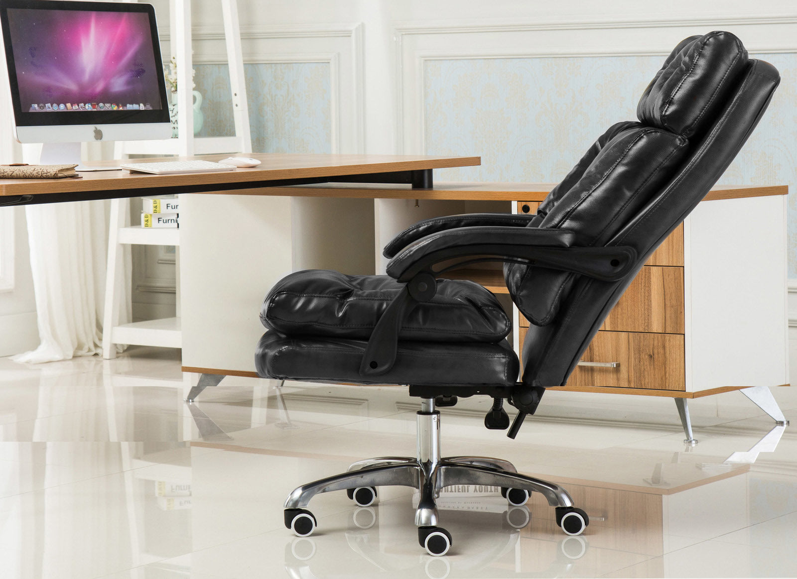 President Premium Plush Executive Reclining Office Chair (Black) - Dshop.com.au