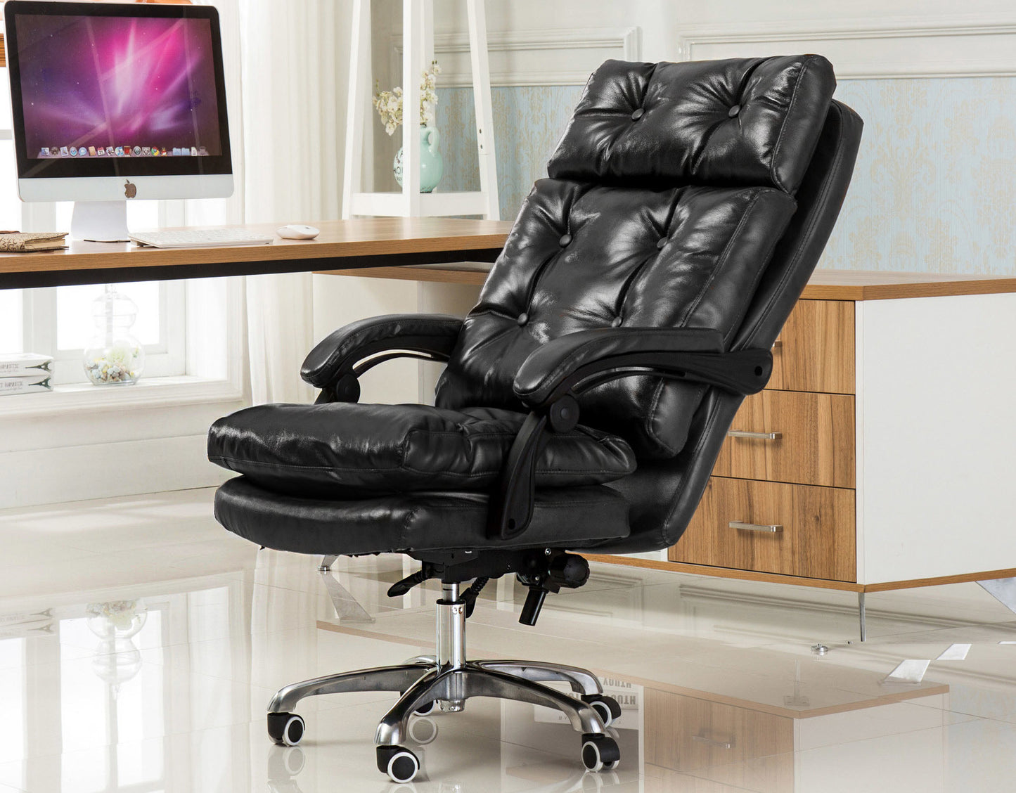 President Premium Plush Executive Reclining Office Chair (Black) - Dshop.com.au