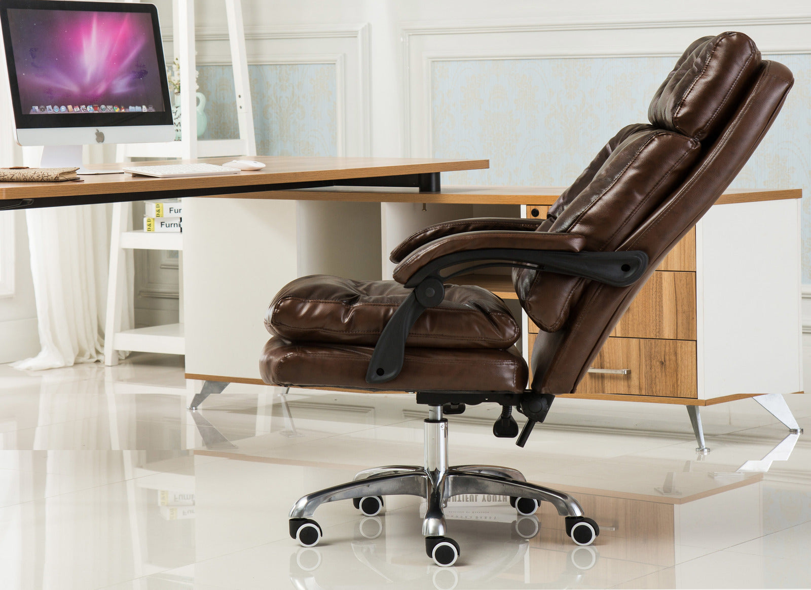 President Premium Plush Executive Reclining Office Chair (Dark Brown) - Dshop.com.au