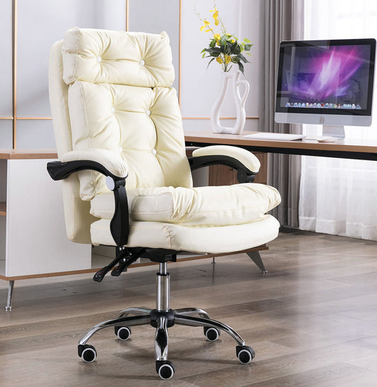 President Premium Plush Executive Reclining Office Chair (White)