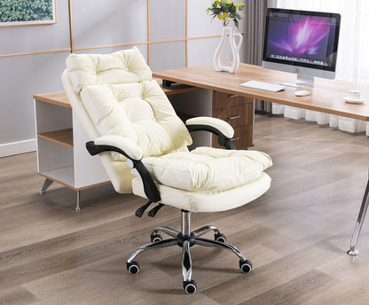 President Premium Plush Executive Reclining Office Chair (White) - Dshop.com.au