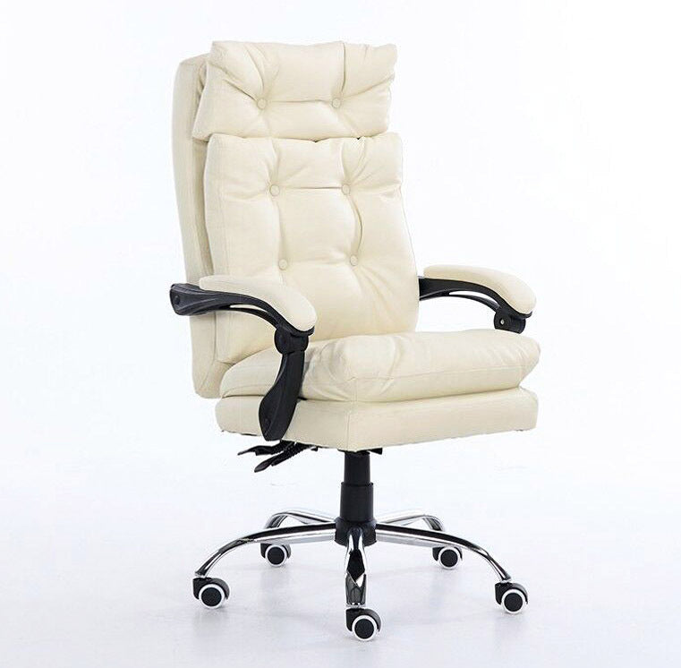 President Premium Plush Executive Reclining Office Chair (White) - Dshop.com.au