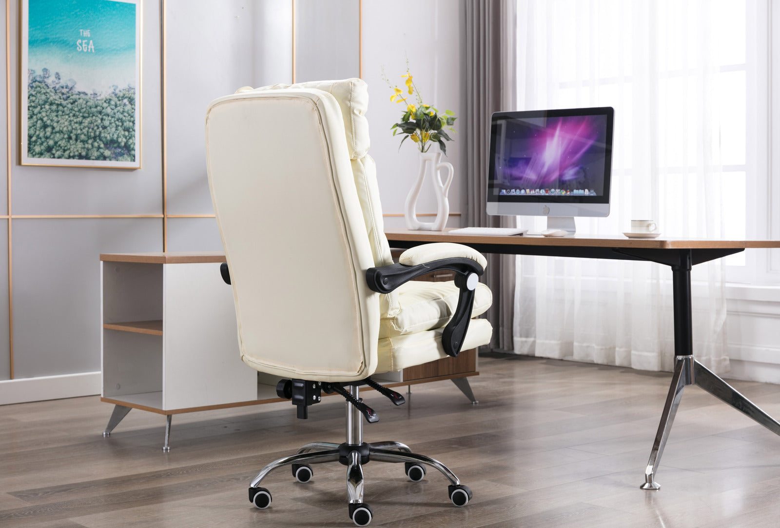 President Premium Plush Executive Reclining Office Chair (White) - Dshop.com.au