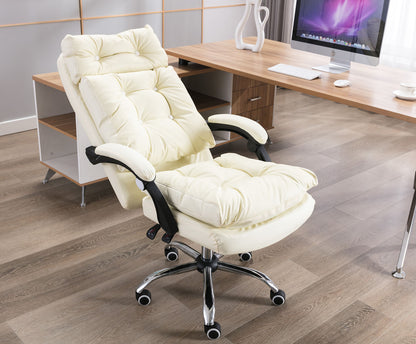 President Premium Plush Executive Reclining Office Chair (White) - Dshop.com.au