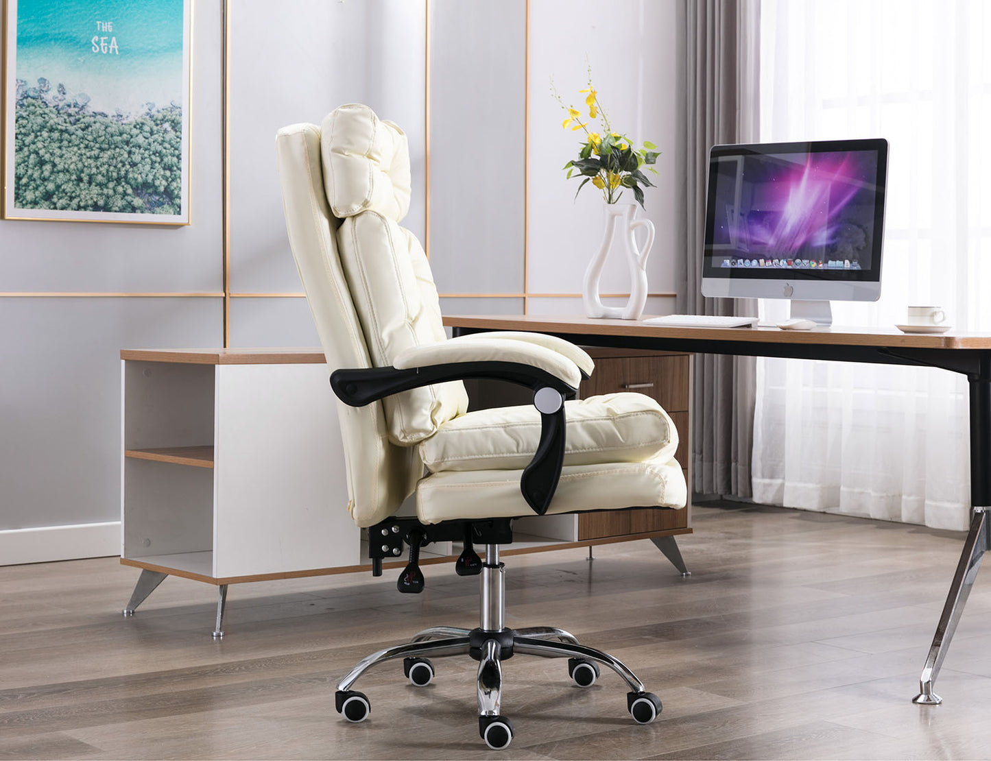 President Premium Plush Executive Reclining Office Chair (White) - Dshop.com.au