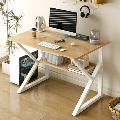 Kori Wood & Metal Computer Desk with Shelf (Natural Oak) - 80cm