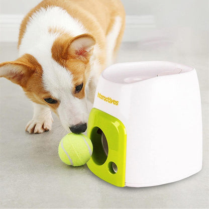 Automatic Pet Feeder Interactive Fetch & Treat Toy Tennis Ball Launcher Dog Training Machine - Dshop.com.au