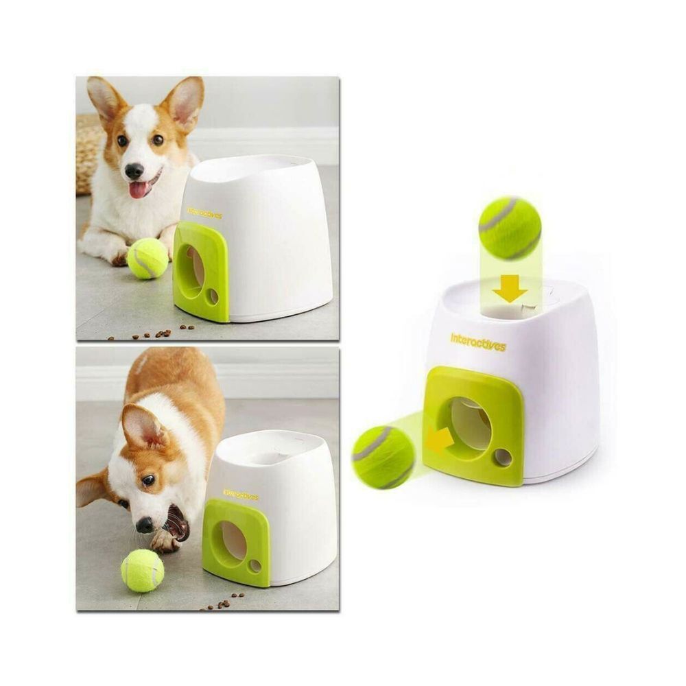 Automatic Pet Feeder Interactive Fetch & Treat Toy Tennis Ball Launcher Dog Training Machine - Dshop.com.au