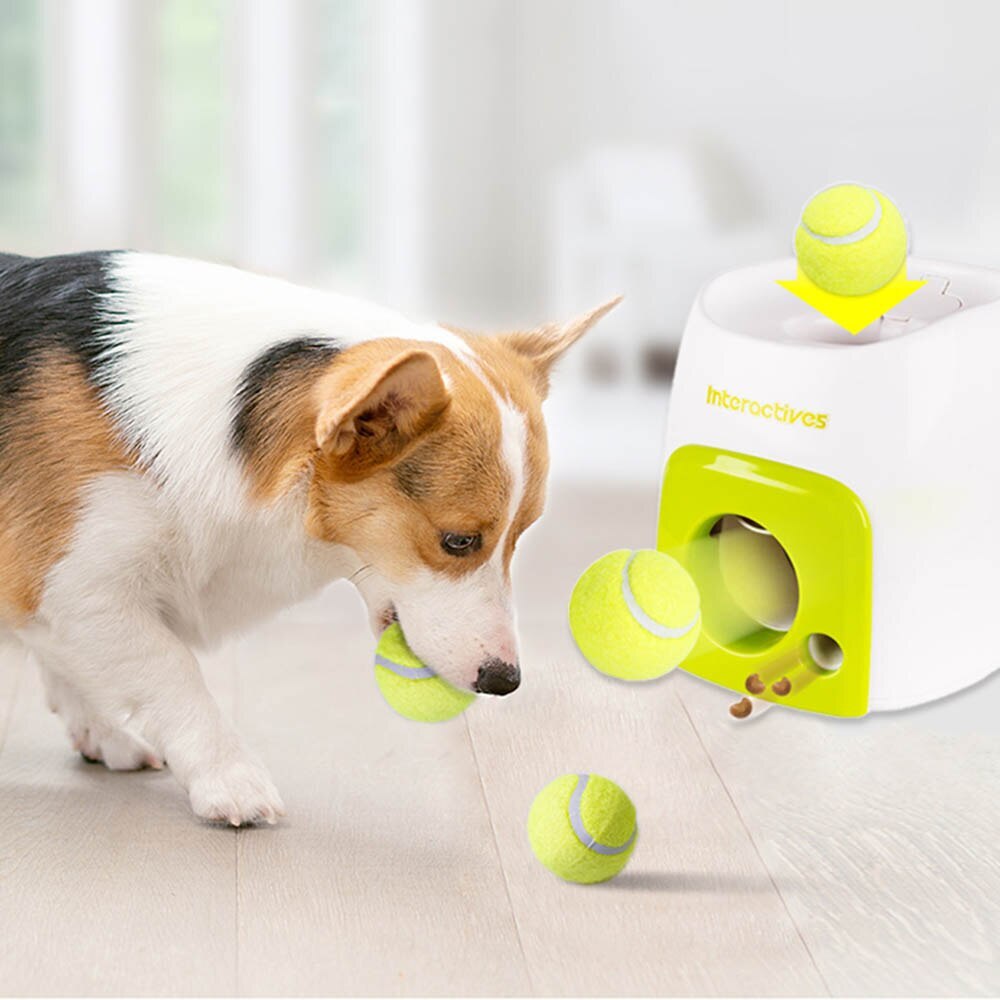 Automatic Pet Feeder Interactive Fetch & Treat Toy Tennis Ball Launcher Dog Training Machine - Dshop.com.au