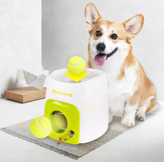 Automatic Pet Feeder Interactive Fetch & Treat Toy Tennis Ball Launcher Dog Training Machine - Dshop.com.au