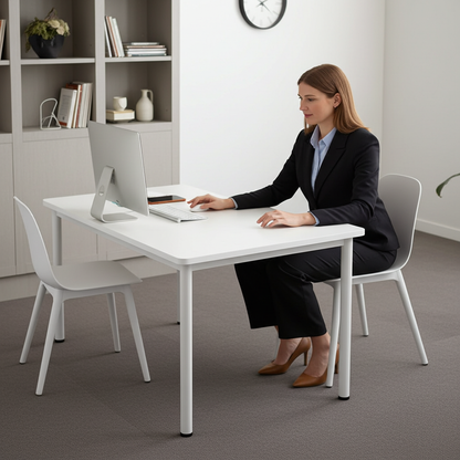 Heritage Industrial White Wood & Metal Dining Table 120cm