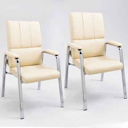 2 x Elite Executive Office Visitor Conference Chair (Ivory - Set of 2) - Dshop.com.au