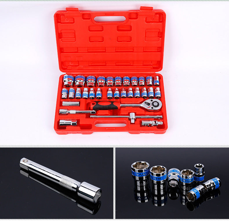 32-Piece 1/2" Drive Ratchet Socket Wrench Mechanics Tool Set - Dshop.com.au