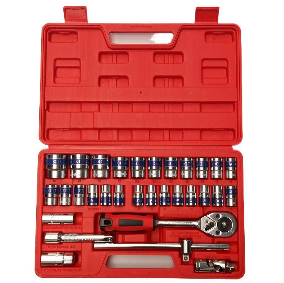 32-Piece 1/2" Drive Ratchet Socket Wrench Mechanics Tool Set - Dshop.com.au