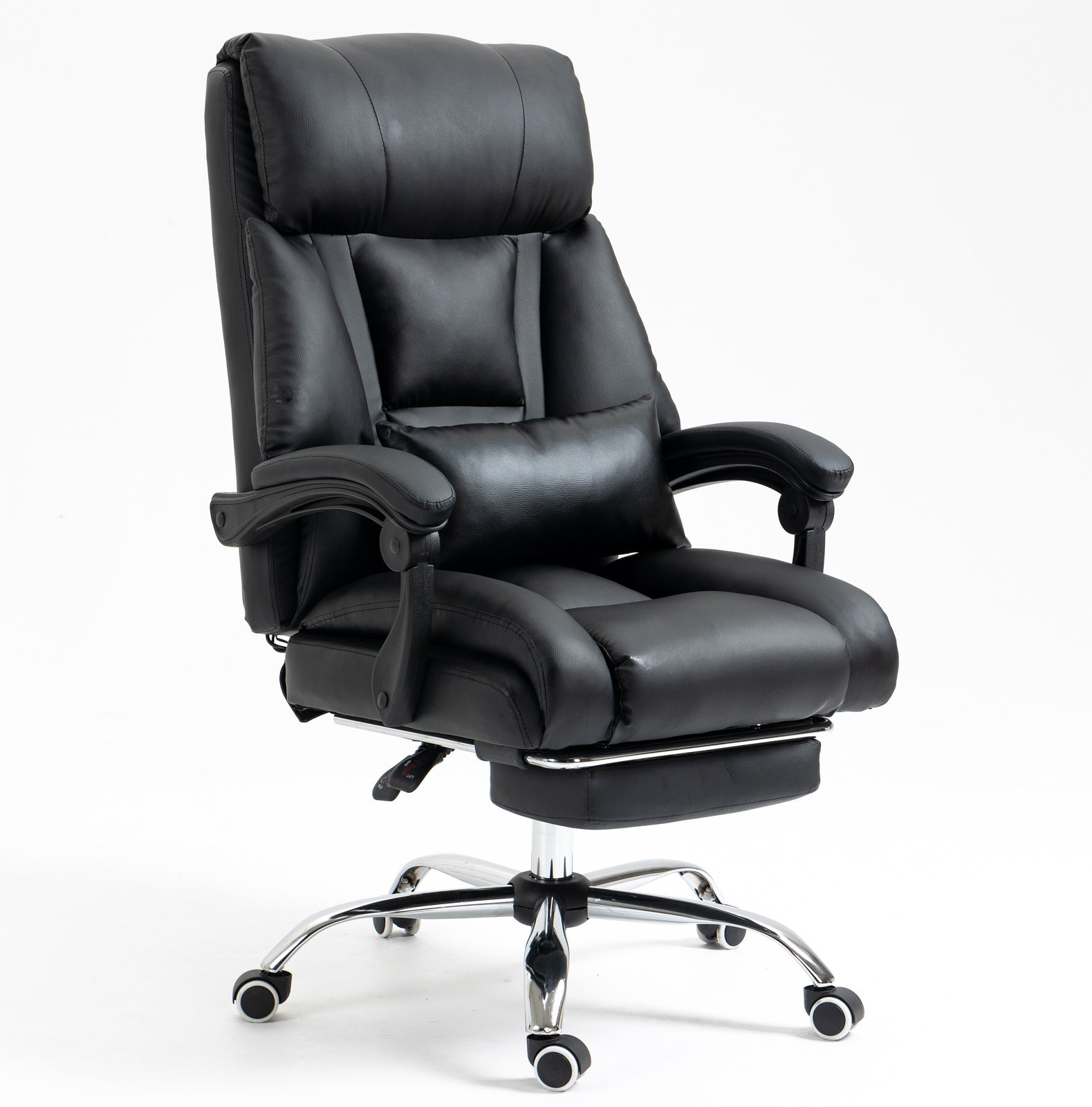 Director Deluxe Plush Executive Reclining Office Chair with Foot Rest (Black) - Dshop.com.au