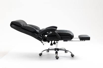 Director Deluxe Plush Executive Reclining Office Chair with Foot Rest (Black) - Dshop.com.au