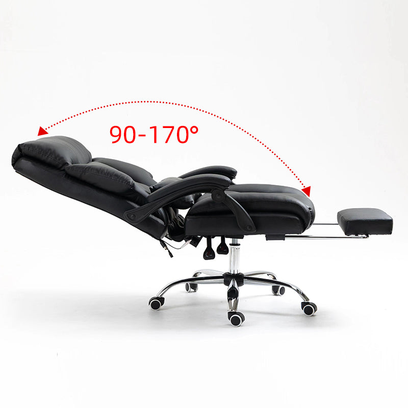 Director Deluxe Plush Executive Reclining Office Chair with Foot Rest (Black) - Dshop.com.au