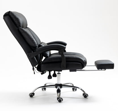 Director Deluxe Plush Executive Reclining Office Chair with Foot Rest (Black) - Dshop.com.au