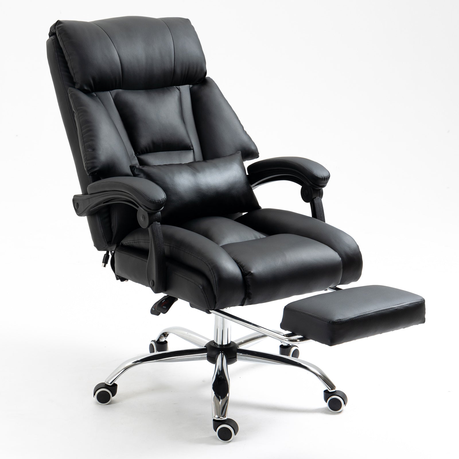 Director Deluxe Plush Executive Reclining Office Chair with Foot Rest (Black) - Dshop.com.au