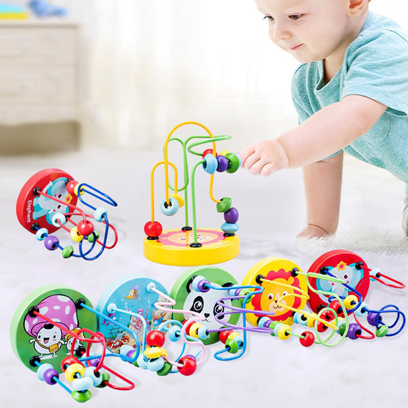 Wooden Bead Maze Educational Toy - Yellow Lion - Dshop.com.au