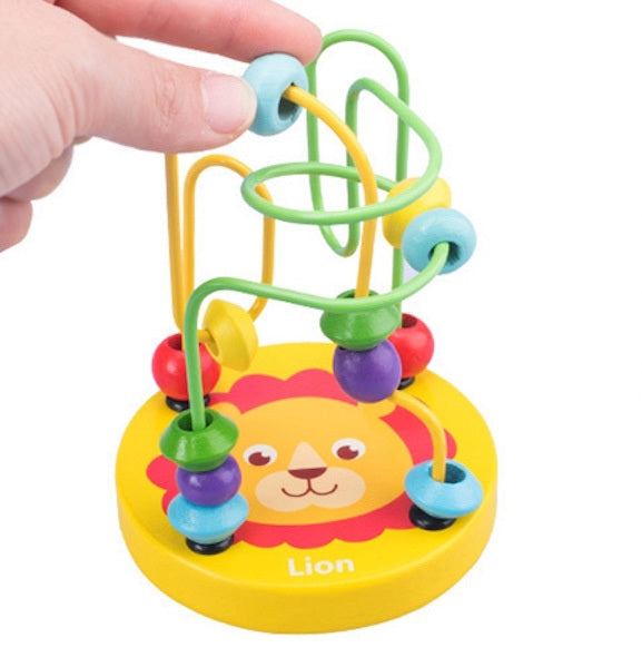 Wooden Bead Maze Educational Toy - Yellow Lion - Dshop.com.au