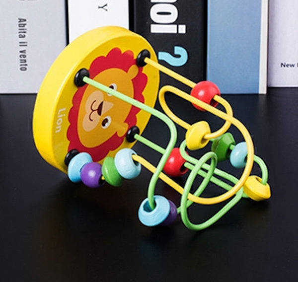 Wooden Bead Maze Educational Toy - Yellow Lion - Dshop.com.au