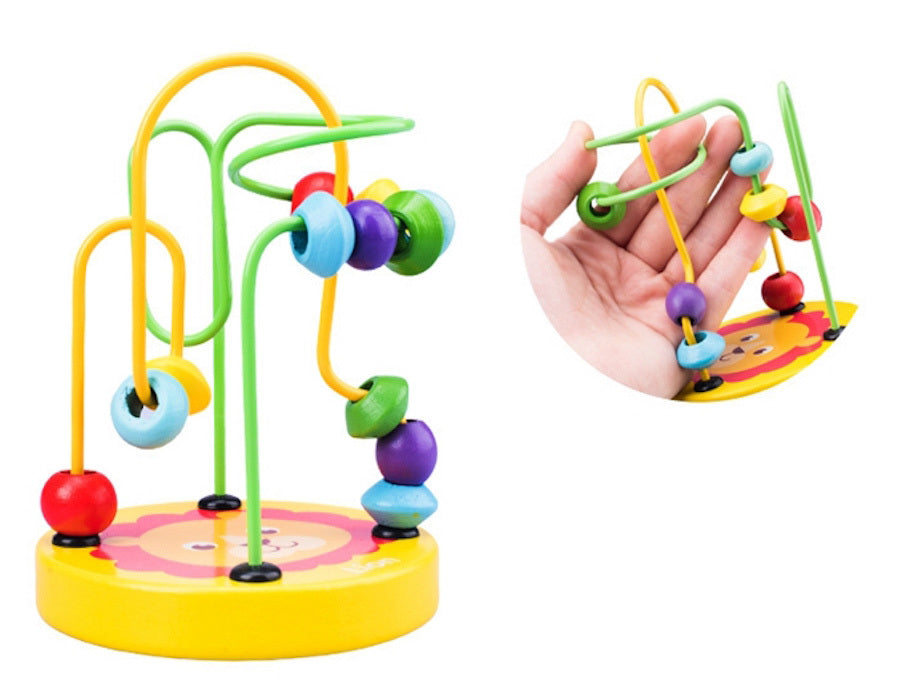 Wooden Bead Maze Educational Toy - Yellow Lion - Dshop.com.au