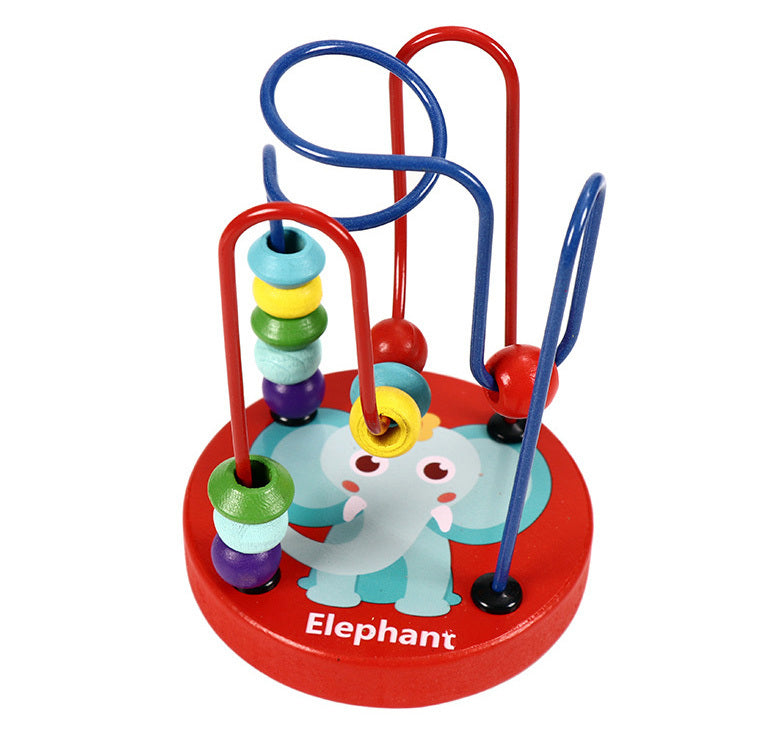 Wooden Bead Maze Educational Toy - Red Elephant - Dshop.com.au