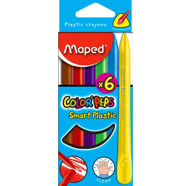 Maped Plastic Crayons 6 Colours - Dshop.com.au