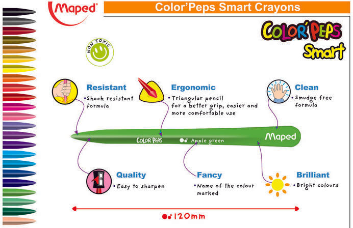 Maped Plastic Crayons 6 Colours - Dshop.com.au