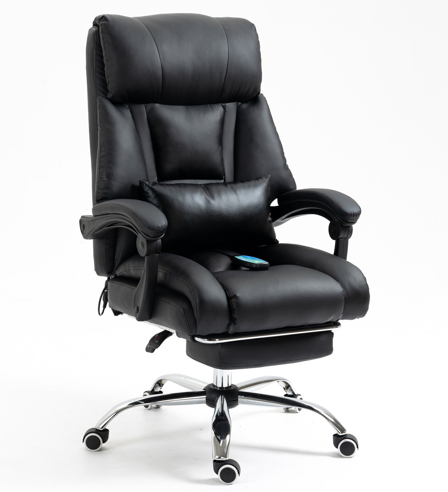 Director Deluxe Plush Executive Reclining Office Chair with Foot Rest & Massager (Black) - Dshop.com.au