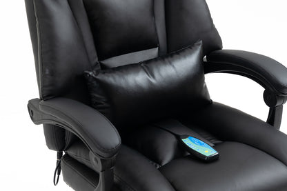 Director Deluxe Plush Executive Reclining Office Chair with Foot Rest & Massager (Black) - Dshop.com.au