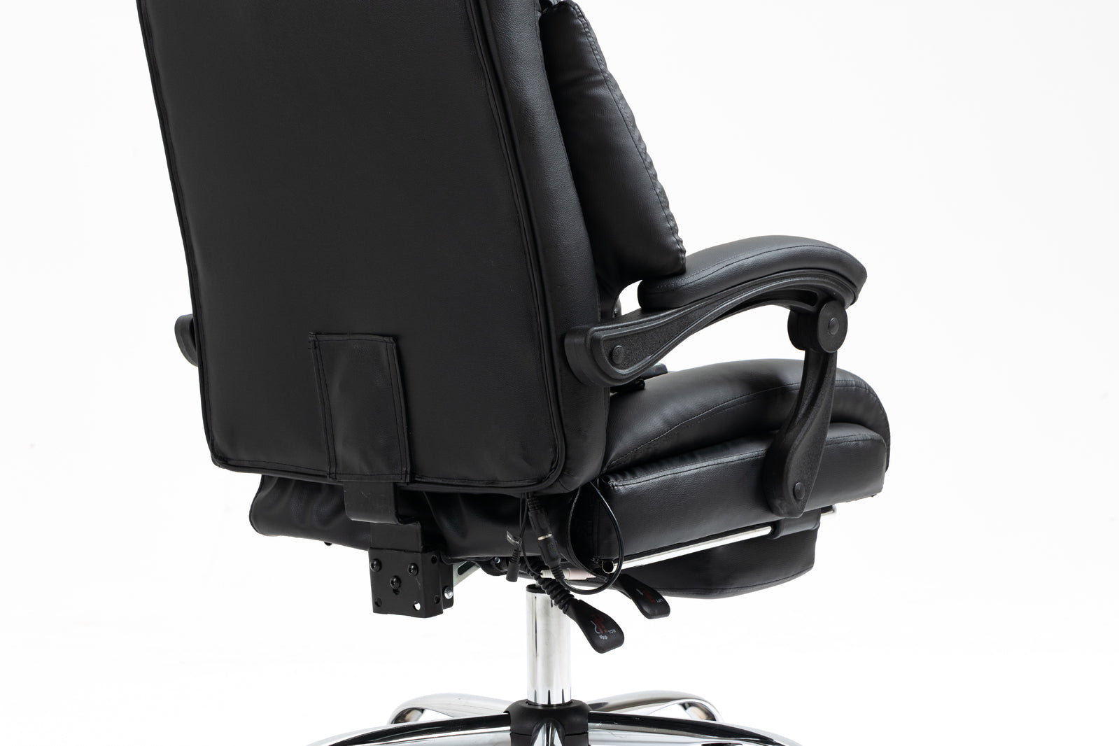 Director Deluxe Plush Executive Reclining Office Chair with Foot Rest & Massager (Black) - Dshop.com.au