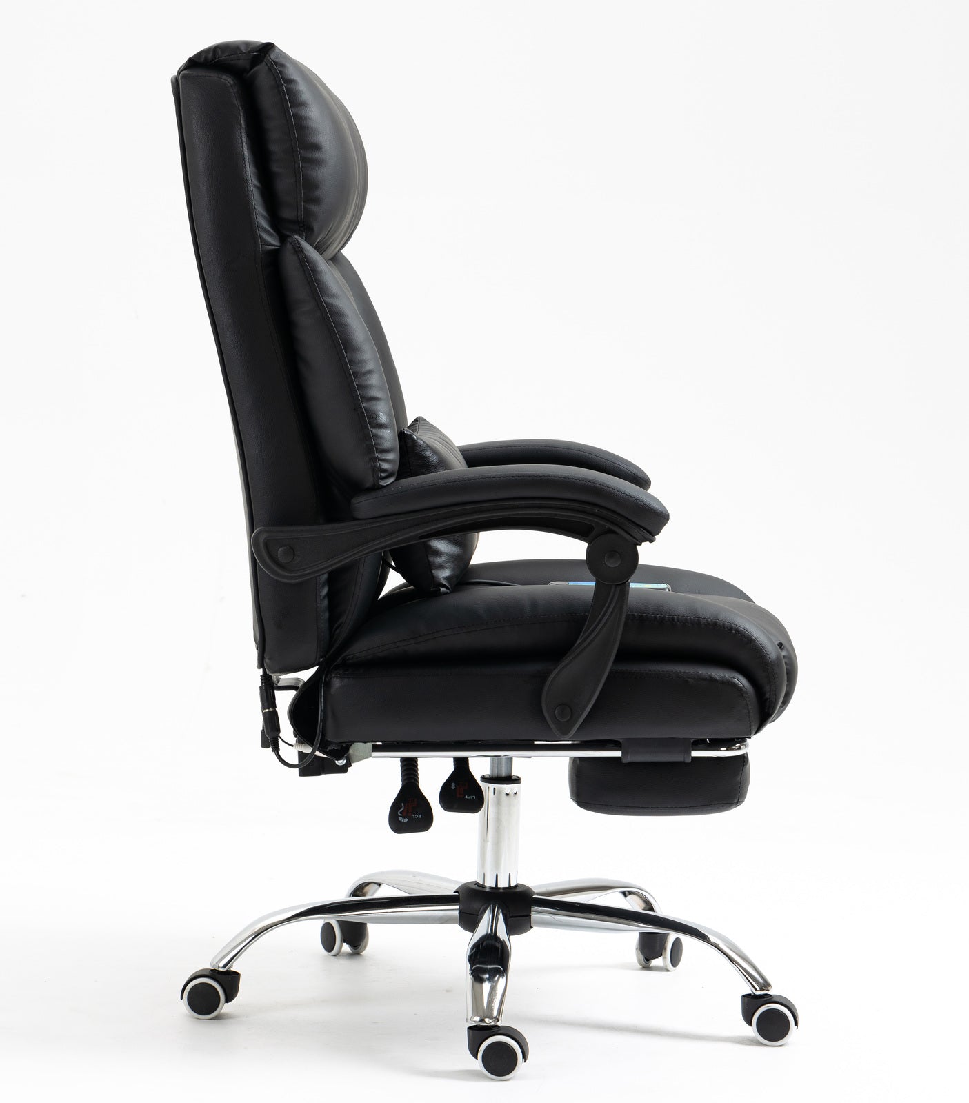 Director Deluxe Plush Executive Reclining Office Chair with Foot Rest & Massager (Black) - Dshop.com.au