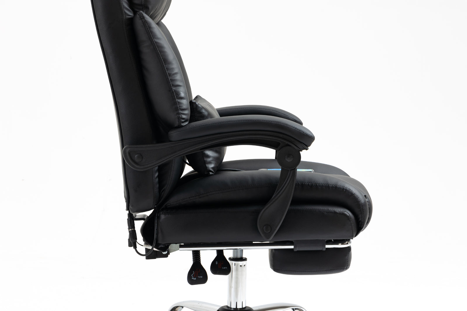 Director Deluxe Plush Executive Reclining Office Chair with Foot Rest & Massager (Black) - Dshop.com.au