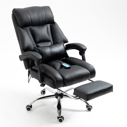 Director Deluxe Plush Executive Reclining Office Chair with Foot Rest & Massager (Black) - Dshop.com.au