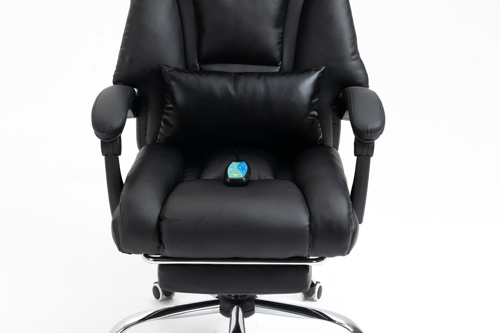 Director Deluxe Plush Executive Reclining Office Chair with Foot Rest & Massager (Black) - Dshop.com.au