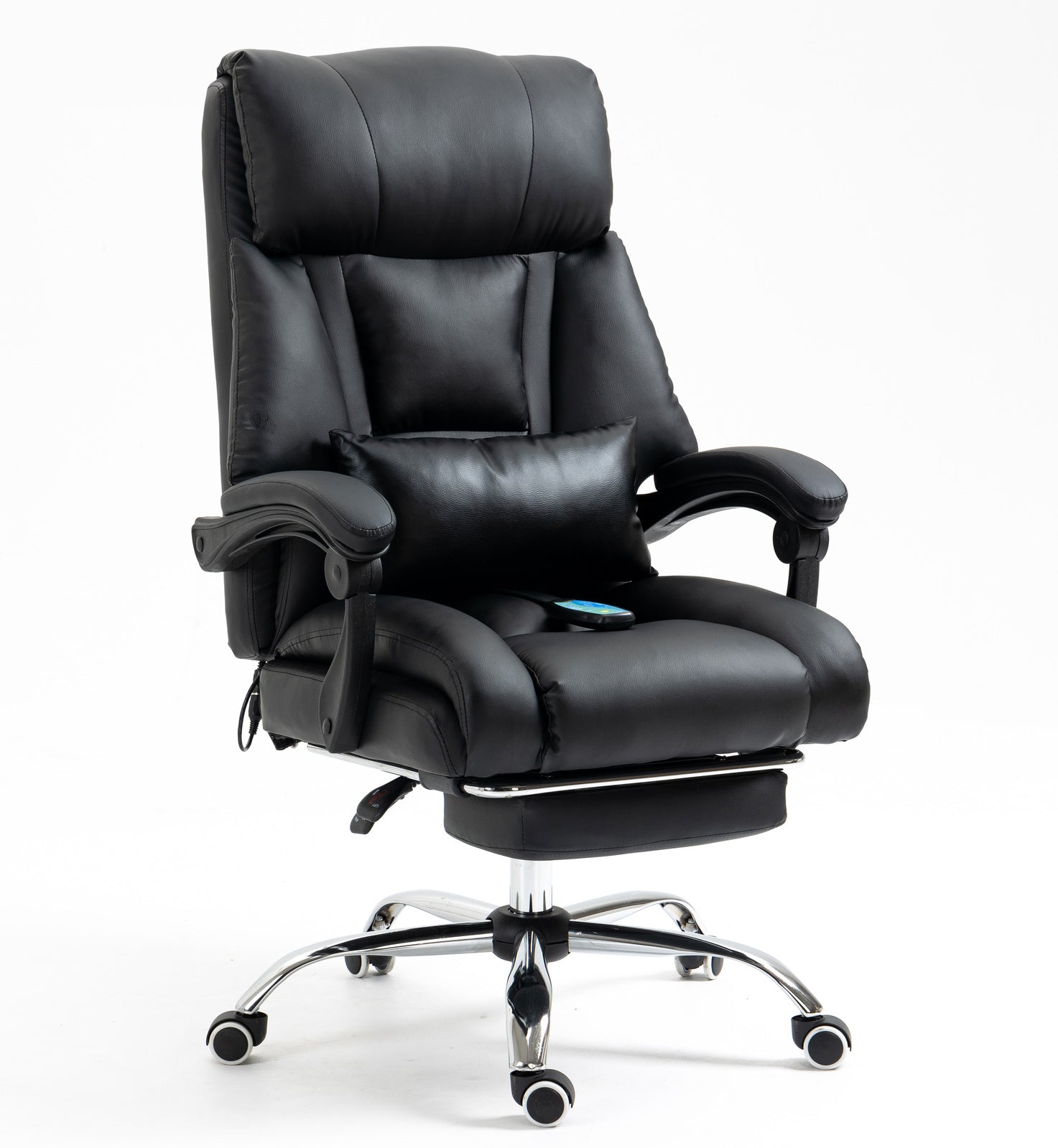 Director Deluxe Plush Executive Reclining Office Chair with Foot Rest & Massager (Black) - Dshop.com.au