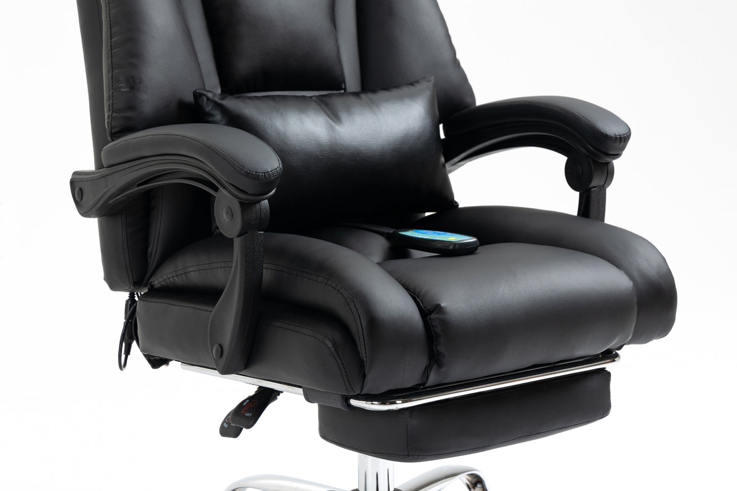 Director Deluxe Plush Executive Reclining Office Chair with Foot Rest & Massager (Black) - Dshop.com.au