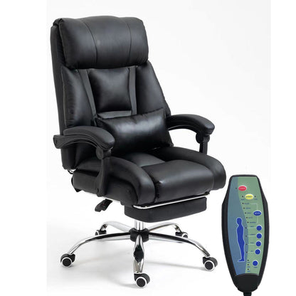 Director Deluxe Plush Executive Reclining Office Chair with Foot Rest & Massager (Black) - Dshop.com.au