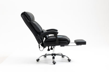 Director Deluxe Plush Executive Reclining Office Chair with Foot Rest & Massager (Black) - Dshop.com.au